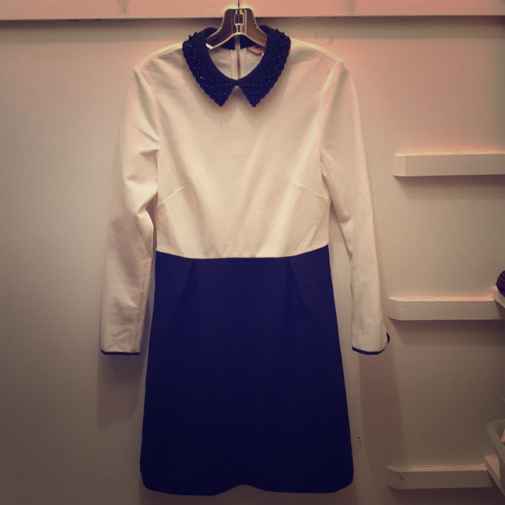 Ted Baker Black and White Longsleeve Dress- size 8